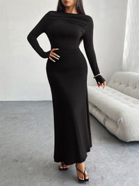 Devine Ruched Long Sleeve Maxi Dress Trandify Deal