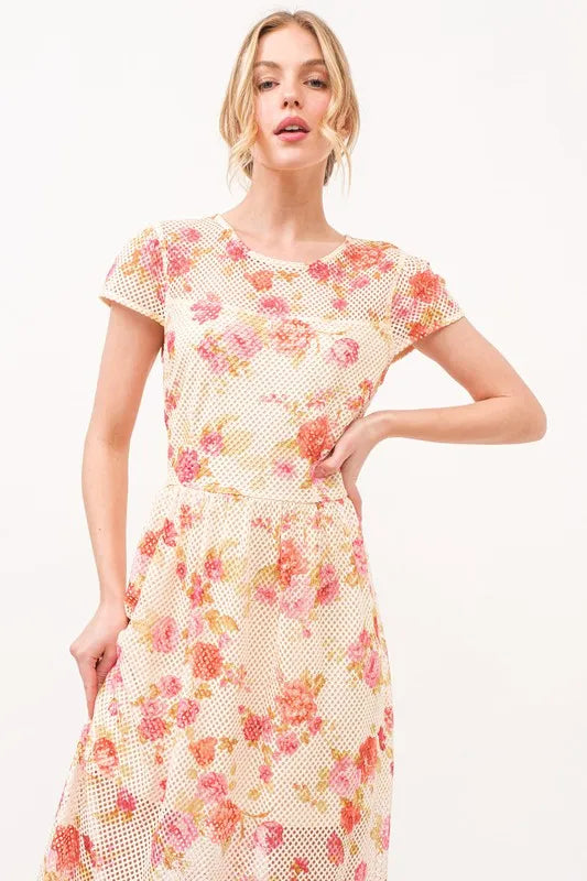 Floral fishnet midi dress for women – Trendy boho summer outfit – TrandifyDeal USA