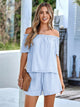 Full Size Off-Shoulder Short Sleeve Top and Tied Shorts Set Trandify deal