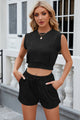 Round Neck Top and Drawstring Shorts Set Trandify deal