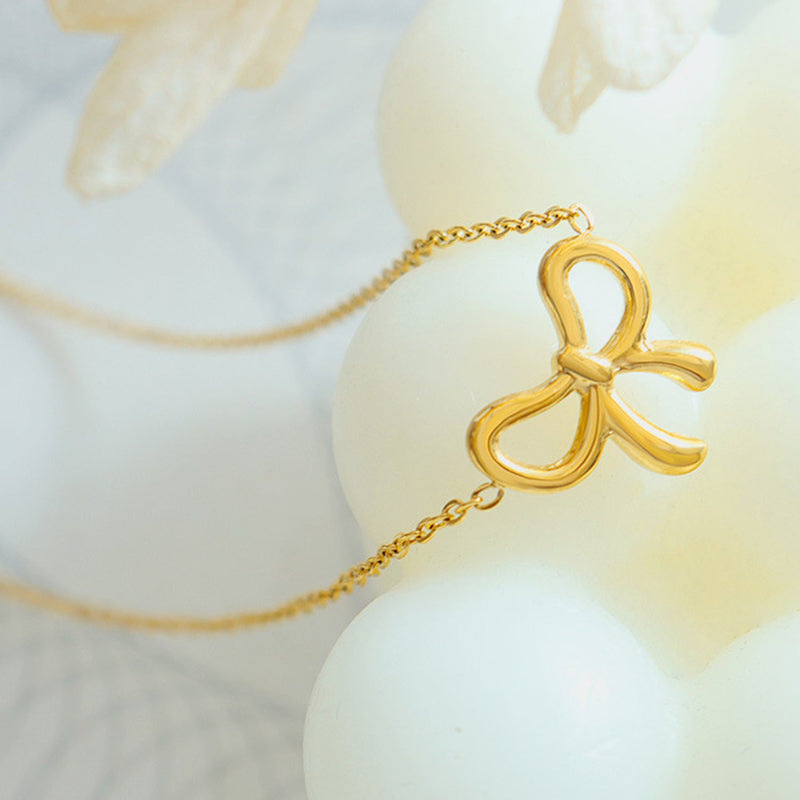 Gold-Plated Titanium Steel Bow Pendant Necklace Trandify deal