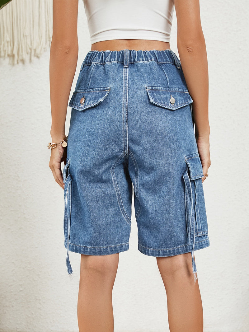 High Waist Denim Shorts with Pockets Trandify deal