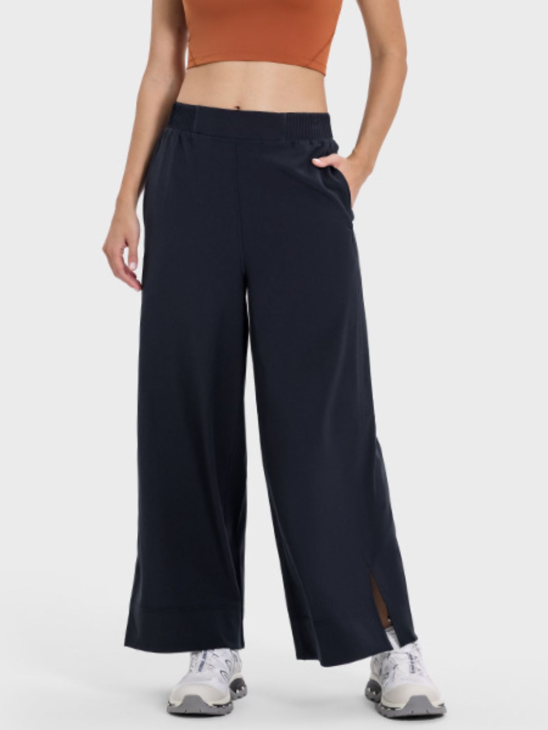 Millennia Slit Wide Leg Active Pants Trandify deal