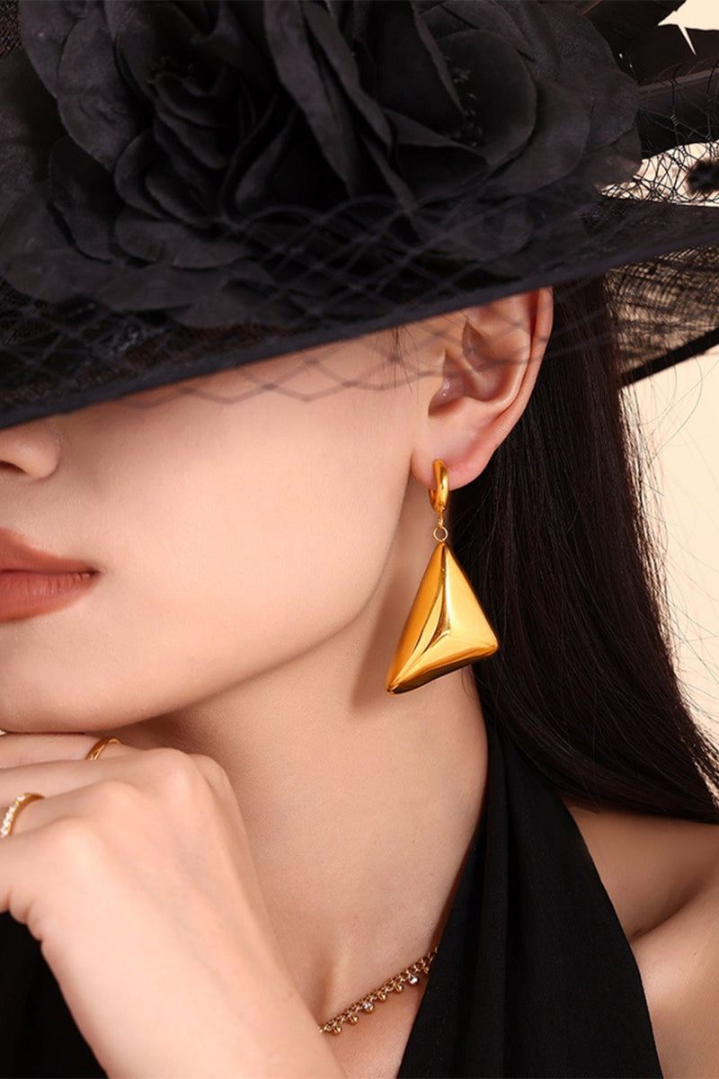 18K Gold-Plated Triangle Dangle Earrings Trandify deal
