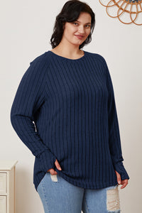 Basic Bae Full Size Ribbed Thumbhole Sleeve T-Shirt Trandify Deal