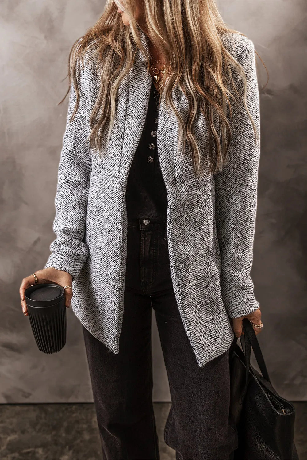 Open Front Long Sleeve Jacket Trandify Deal
