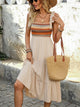 Women’s Tie Shoulder Square Neck Tiered Midi Dress – Trendy Summer Outfit for US Shoppers | TrandifyDeal