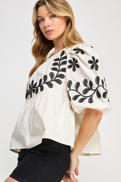 Floral Peplum Blouse for Women – Trendy Puff-Sleeve Top for Summer Outfits