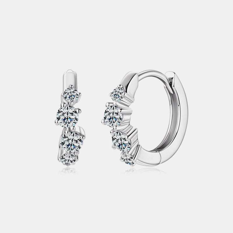 925 Sterling Silver Moissanite Huggie Earrings Trandify Deal
