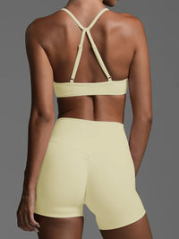 Women’s Ruched Sports Bra and High-Waisted Workout Shorts Set for Gym & Yoga