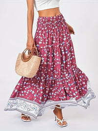 Full Size Tiered Printed Elastic Waist Skirt Trandify deal