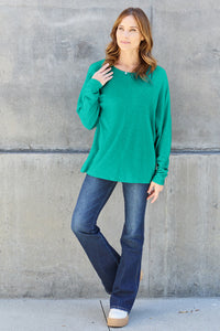 Double Take Full Size Round Neck Long Sleeve T-Shirt Trandify Deal