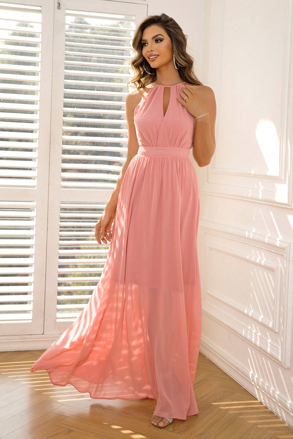 Tied Cutout Sleeveless Maxi Dress Trandify Deal
