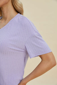 Basic Bae Full Size Ribbed V-Neck Short Sleeve Top and Shorts Set Trandify deal