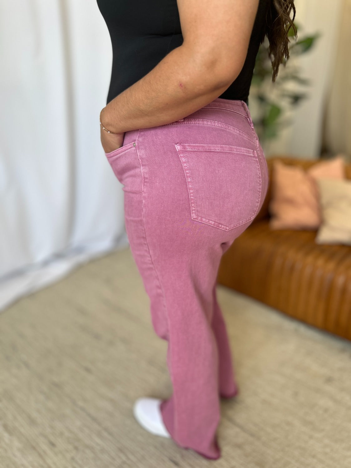 RFM Full Size High Rise Garment Dye Wide Leg  Jeans Trandify Deal