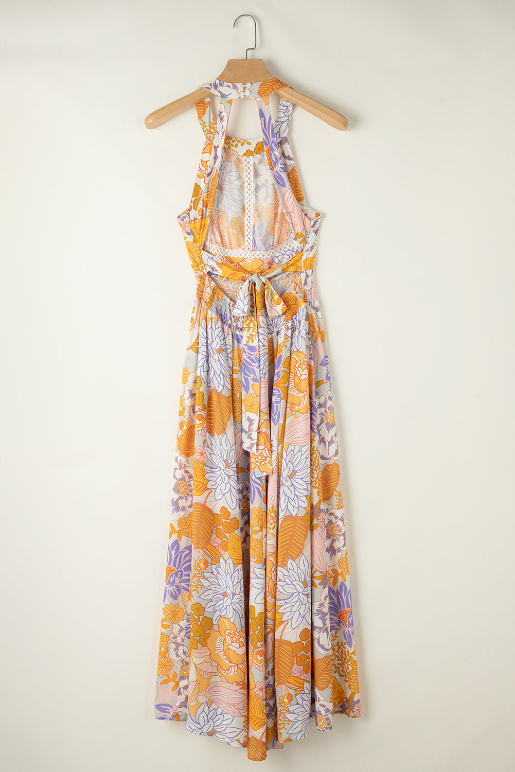 Tied Printed Grecian Sleeveless Maxi Dress Trandify Deal