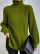 Plus Size Turtleneck Sweater - Ribbed Long Sleeve Top
