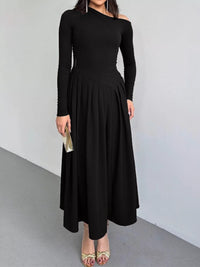 Ruched One Shoulder Bodycon Dress in Black