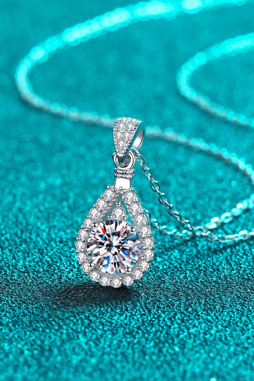 2 Carat Moissanite Teardrop Pendant 925 Sterling Silver Necklace Trandify deal