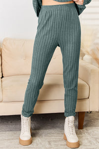 Basic Bae Full Size Notched Long Sleeve Top and Pants Set Trandify Deal