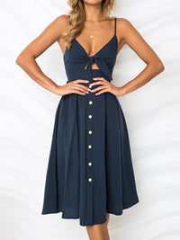 Cutout Smocked Sweetheart Neck Cami Dress Trandify deal