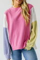 Exposed Seam Contrast Long Sleeve Sweatshirt Trandify Deal