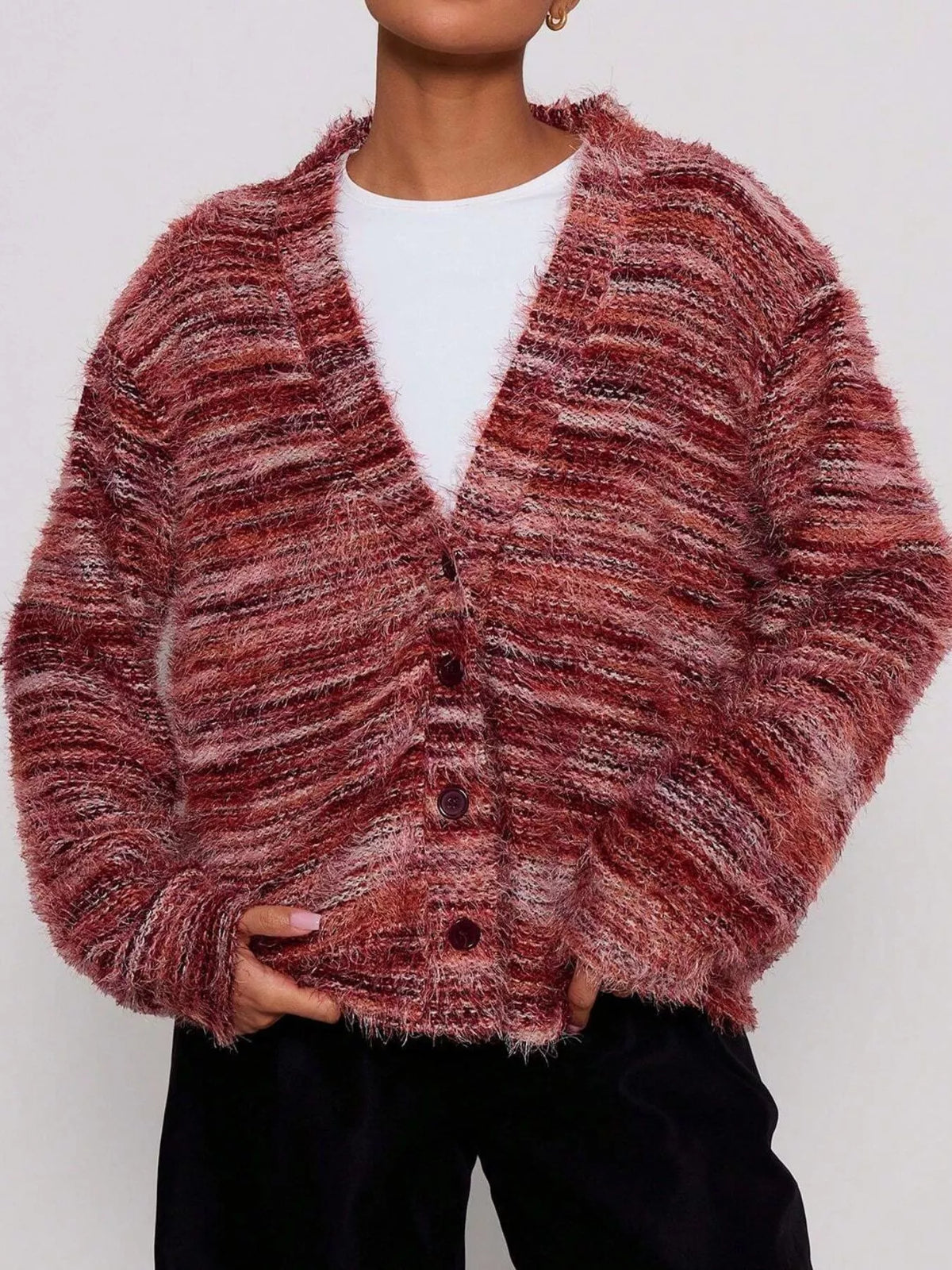 Chunky Knit V-Neck Button Cardigan | Oversized Comfort