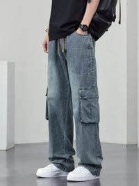 Men's Plus Size Cargo Jeans - Wide Leg & Pocketed