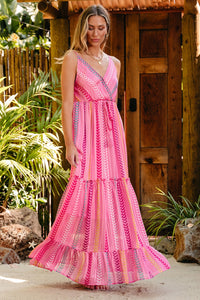 Printed Surplice Maxi Cami Dress - Trandify Deal