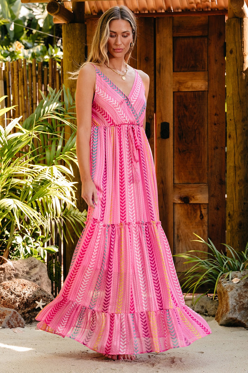 Printed Surplice Maxi Cami Dress - Trandify Deal