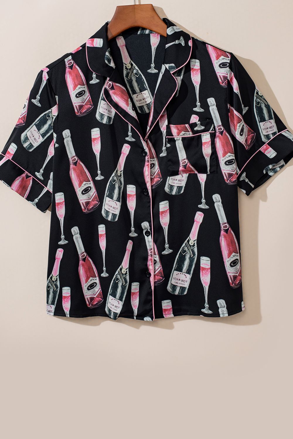 Champagne Print Short Sleeve Top and Shorts Set Trandify Deal