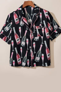 Champagne Print Short Sleeve Top and Shorts Set Trandify Deal