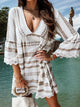 Lace Detail Printed Three-Quarter Sleeve Dress Trandify deal