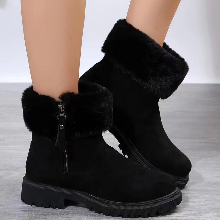 Suede Faux Fur Boots with Side Zipper Trandify Deal