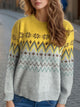 Chevron Contrast Round Neck Long Sleeve Sweater Trandify Deal