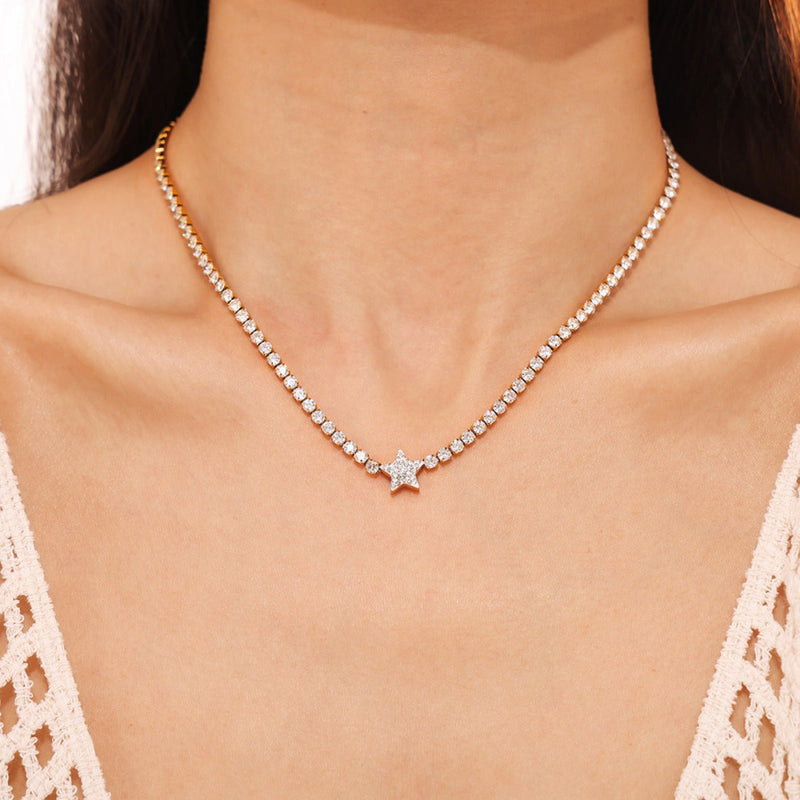 Titanium Steel Zircon Star Necklace Trandify Deal