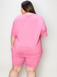 Basic Bae Full Size V-Neck Drop Shoulder T-Shirt and Shorts Set Trandify Deal