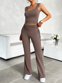Devine Square Neck Tank and Drawstring Pants Set Trandify deal