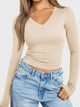 Lovelet V-Neck Long Sleeve T-Shirt Trandify Deal