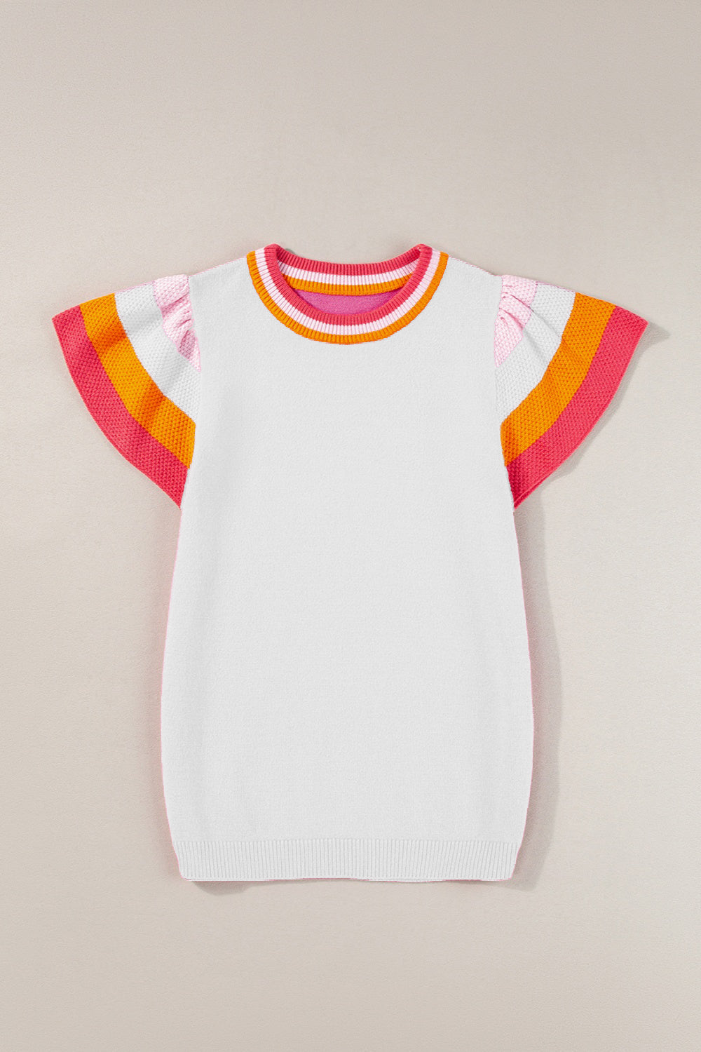 Color Block Round Neck Knit Top Trandify deal