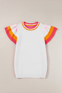 Color Block Round Neck Knit Top Trandify deal