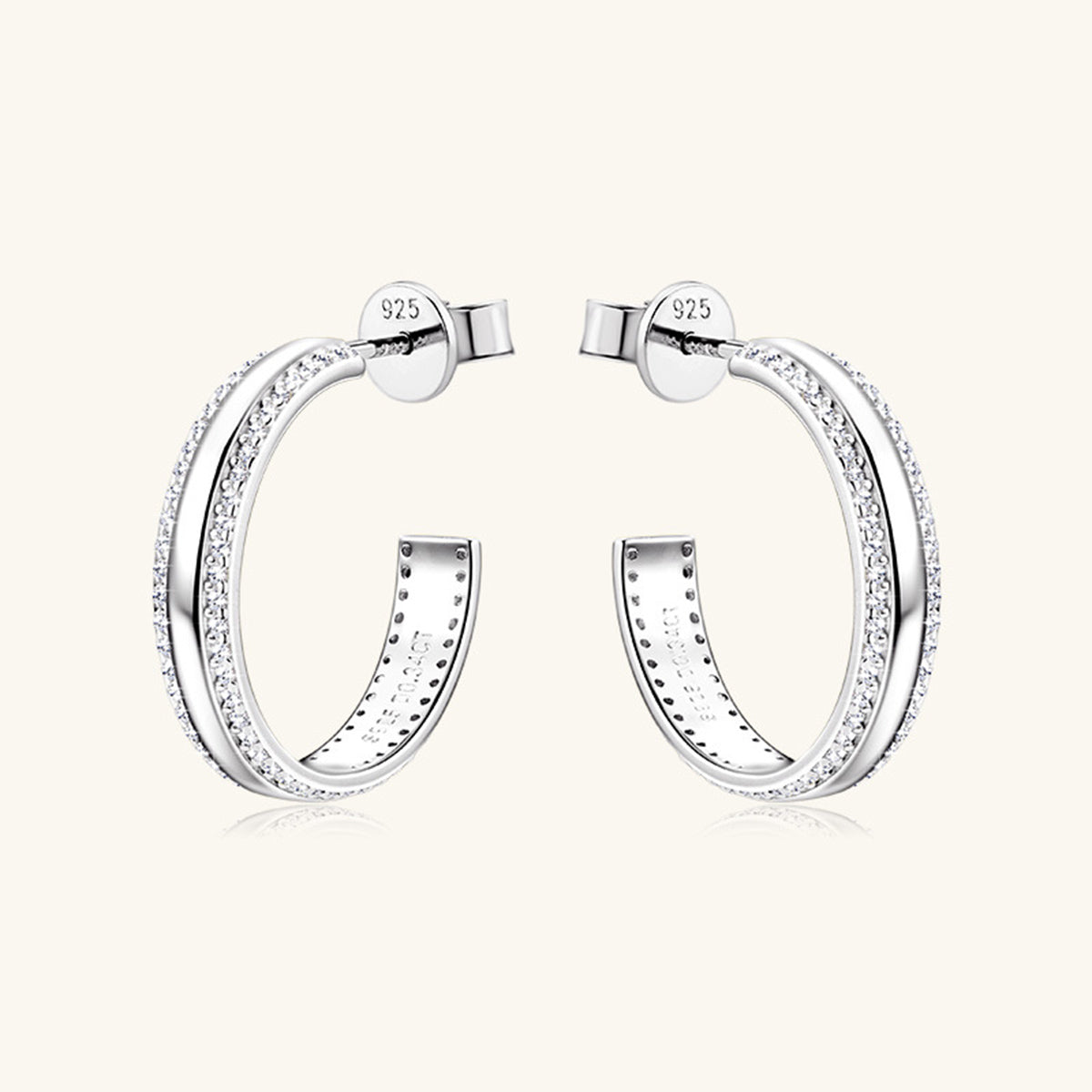 925 Sterling Silver Inlaid Moissanite C-Hoop Earrings Trandify Deal