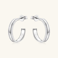 925 Sterling Silver Inlaid Moissanite C-Hoop Earrings Trandify Deal