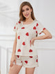 Heart Round Neck Top and Shorts Lounge Set Trandify deal