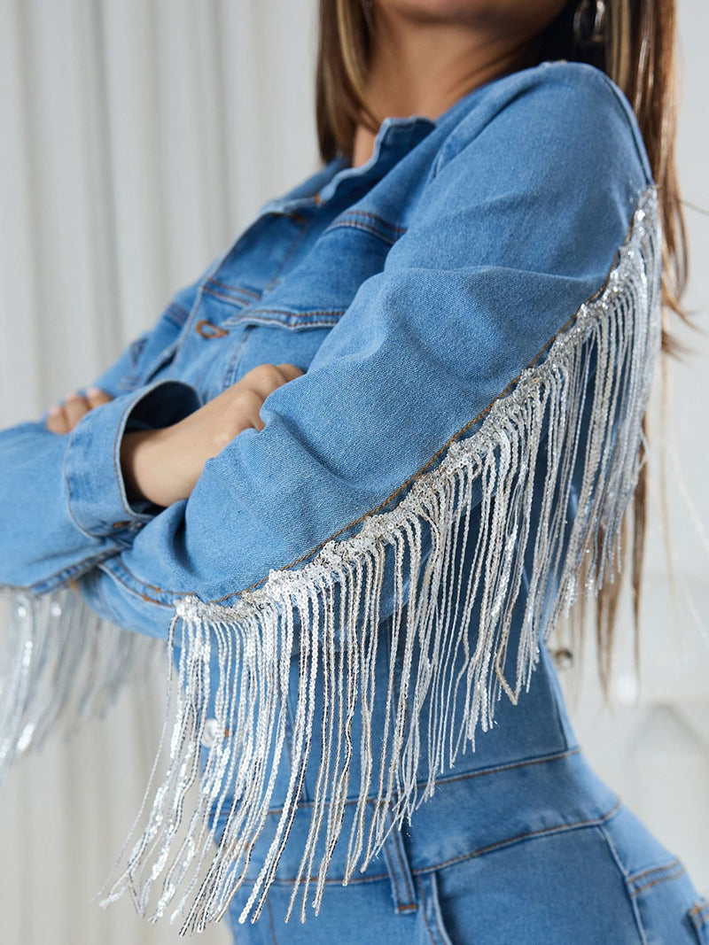 Casual Chic Denim Jumpsuit with Half-Button Design for Women