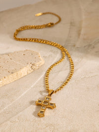 Stainless Steel Zircon Cross Pendant Necklace Trandify Deal