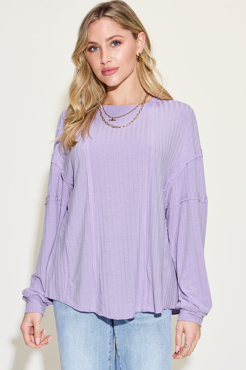 Basic Bae Full Size Ribbed Round Neck Long Sleeve T-Shirt Trandify Deal
