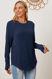 Basic Bae Full Size Ribbed Thumbhole Sleeve T-Shirt Trandify Deal