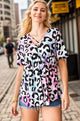 Plus Size Animal Print Babydoll Top – Crisscross Neck Boho Blouse for Women