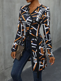 Perfee Geometric Surplice Long Sleeve T-Shirt Trandify deal
